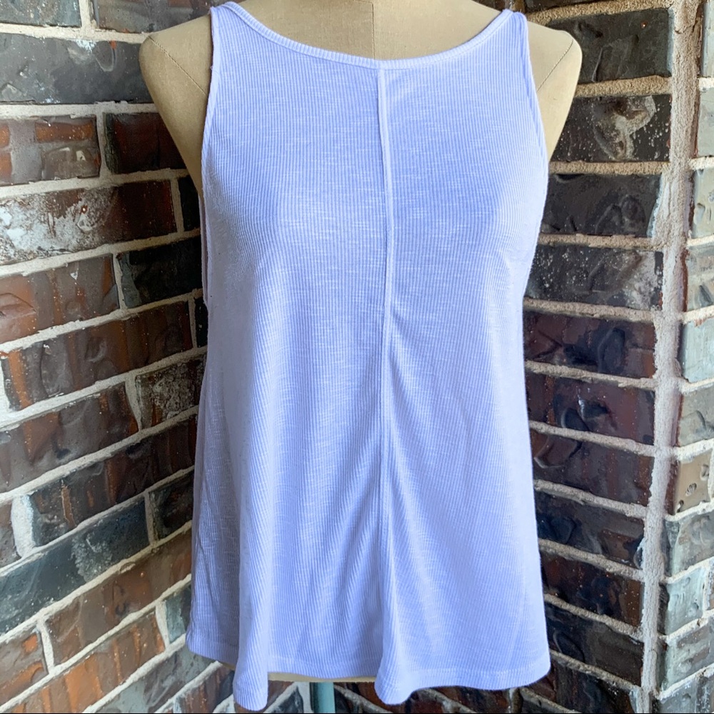Tank Open Back White Exposed Seam - S